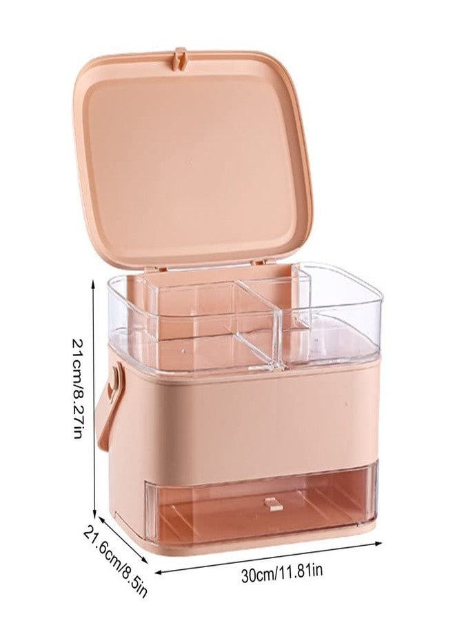Deoxys Makeup Organizer Cosmetic Brush Holder Jewellery Storage Box, L-Shaped Portable Organiser, for Perfumes Lipsticks Face Cream Facial Mask,White Cosmetic Storage Box - Image 3