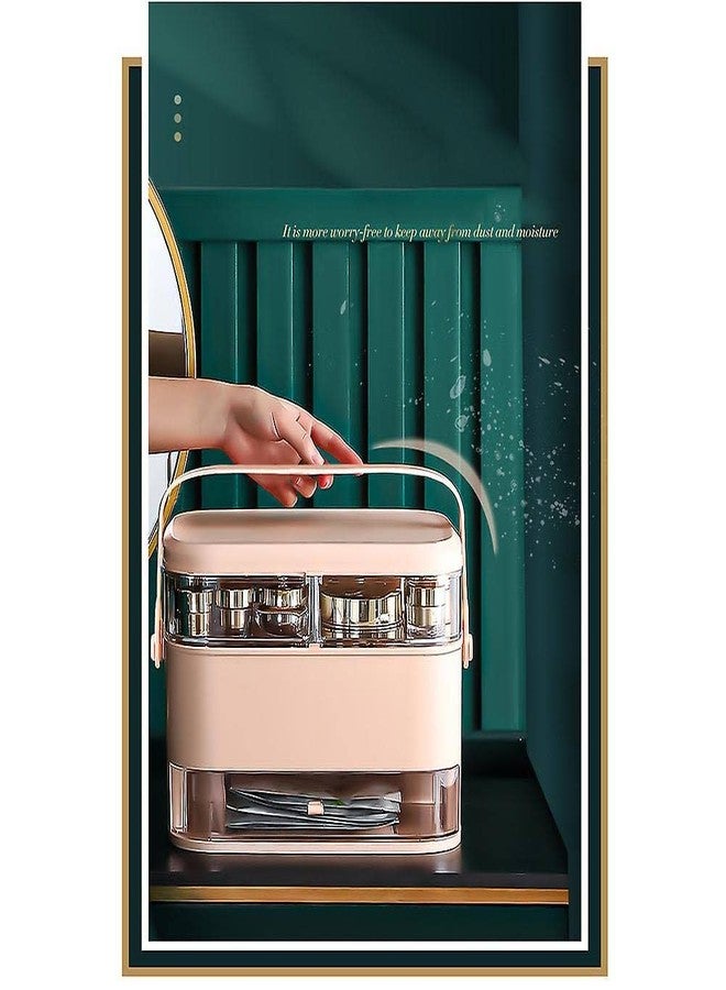 Deoxys Makeup Organizer Cosmetic Brush Holder Jewellery Storage Box, L-Shaped Portable Organiser, for Perfumes Lipsticks Face Cream Facial Mask,White Cosmetic Storage Box - Image 4