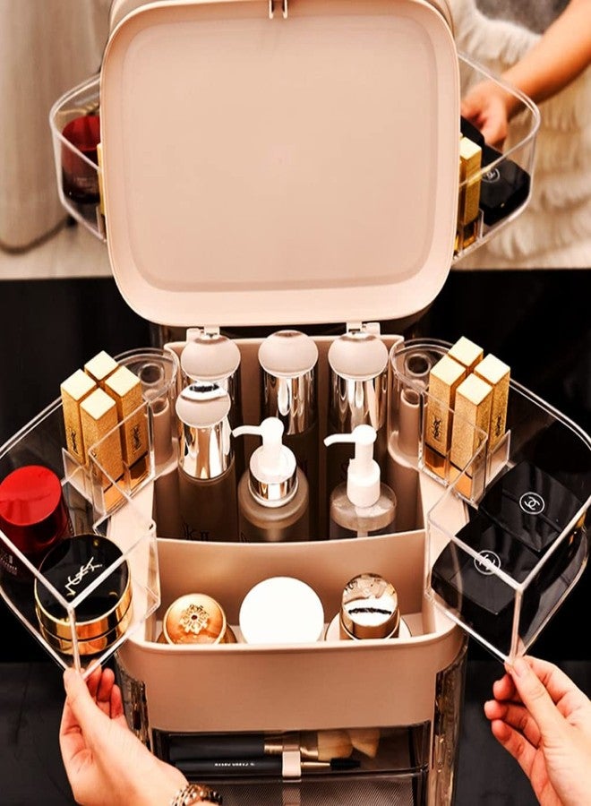 Deoxys Makeup Organizer Cosmetic Brush Holder Jewellery Storage Box, L-Shaped Portable Organiser, for Perfumes Lipsticks Face Cream Facial Mask,White Cosmetic Storage Box - Image 2
