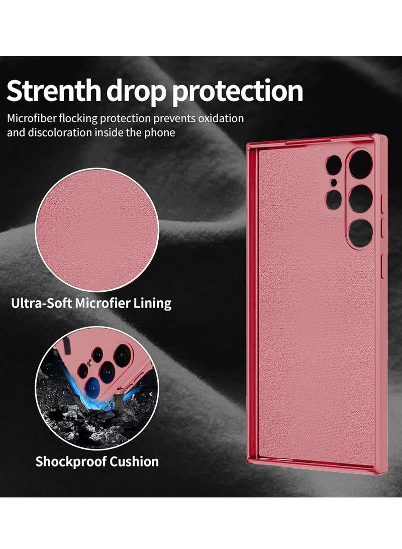 Wtech Samsung Galaxy S25 Ultra 2025 Premium Soft Liquid Silicone Case Cover - Pink - Image 5