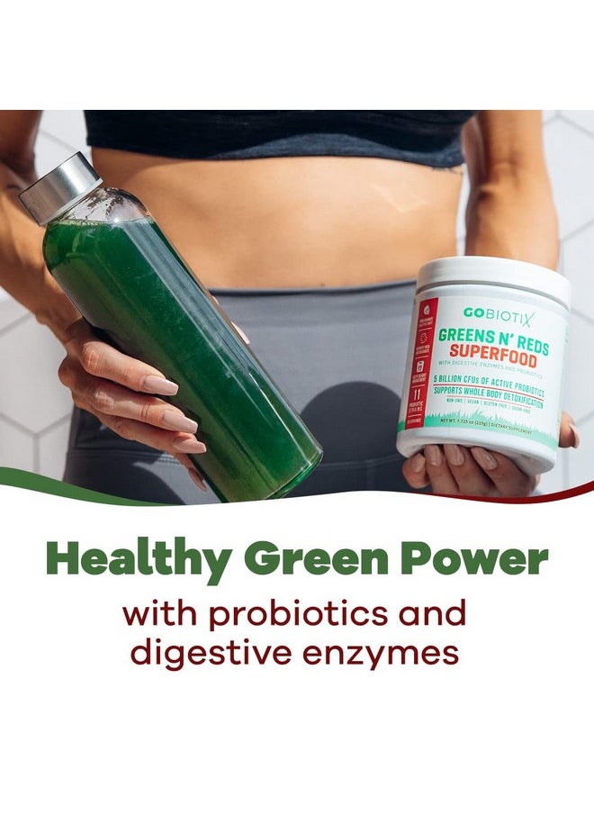 GoBiotix - Super Greens Powder N' Super Reds Powder Nongmo Vegan Red And Green Superfood + Probiotics Enzymes Organic Whole Foods Fruit And Veggie Supplement (Pomegranate Raspberry 1 Pack) - Image 1