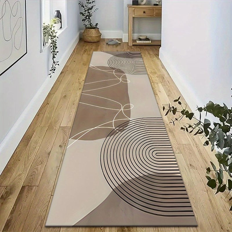 850g/M Ultra Soft Thickened Swan Geometric Line Combination Runner 60x280cm Slip Resistant Machine Washable Suitable For Corridor Hallway Hall Bedroom Living Room Office Enhancing Happiness Cozy Home Decor Modern Design - Image 3