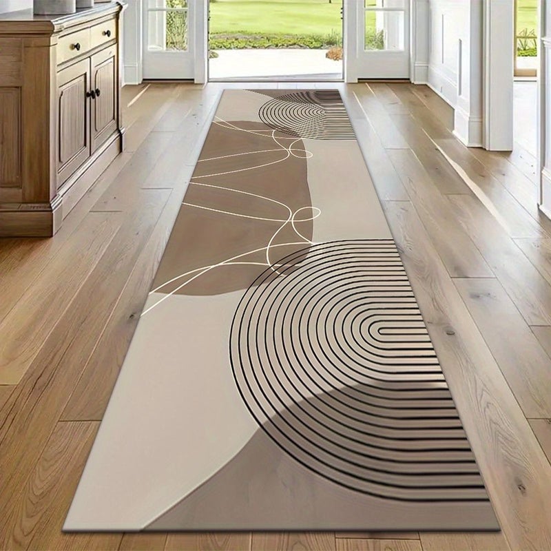 850g/M Ultra Soft Thickened Swan Geometric Line Combination Runner 60x280cm Slip Resistant Machine Washable Suitable For Corridor Hallway Hall Bedroom Living Room Office Enhancing Happiness Cozy Home Decor Modern Design - Image 1