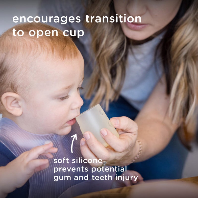 Olababy First Cup | Clear Sense 100% Silicone Infant Trainer Cup | 2oz Medicine Cup for Newborn | Non-Slip & Sloping Design for Tiny Hands & Baby Led Weaning (Blueberry, 1 Cup) - Image 2