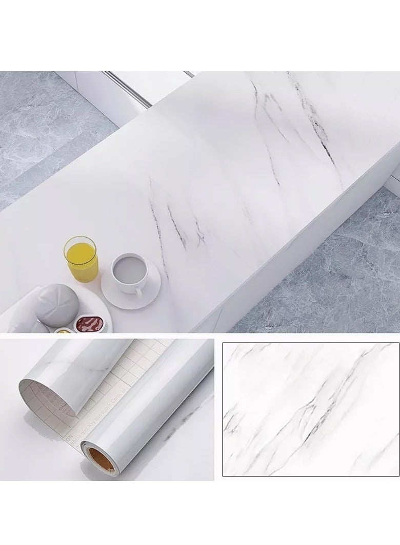 KINGMAZI Kitchen Countertop Self-Adhesive Waterproof Wallpaper 60cm*10m White - Image 1
