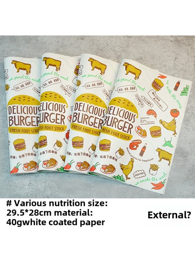 Sandwich Wrapping Paper Oil-absorbing And Oil-proof Hamburger Paper Bread Tray Pad Paper Lunch Roll LOGO-Color:500 To Send 450 Sealing Stickers-Specifications:Nutritional Diversity - Image 1