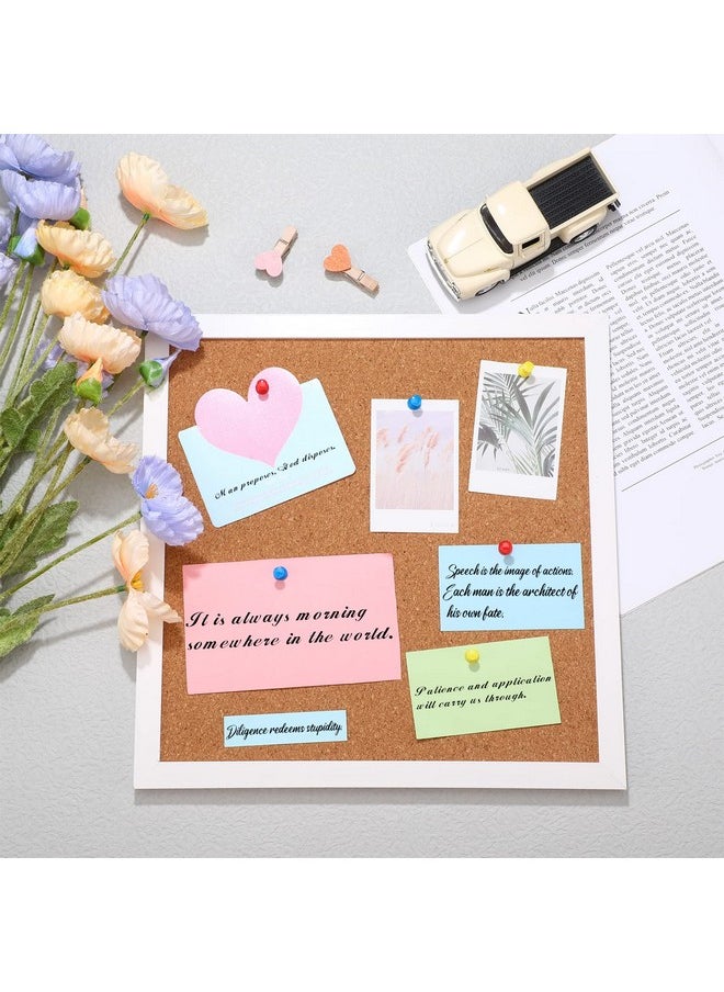 Treela - 8 Packs Cork Bulletin Board With Frame, Decorative Linen Bulletin Corkboard Small Push Pin Board With 32 Push Pin 16 Clips For Office School Wall Home Picture Photo (White,Square) - Image 1