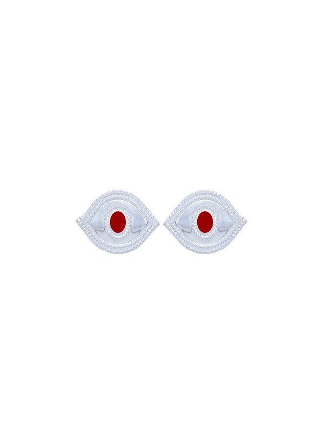 Vail Creations 2 Pcs Small Silver Eyes for God Goddess MATA Hanuman - Image 1