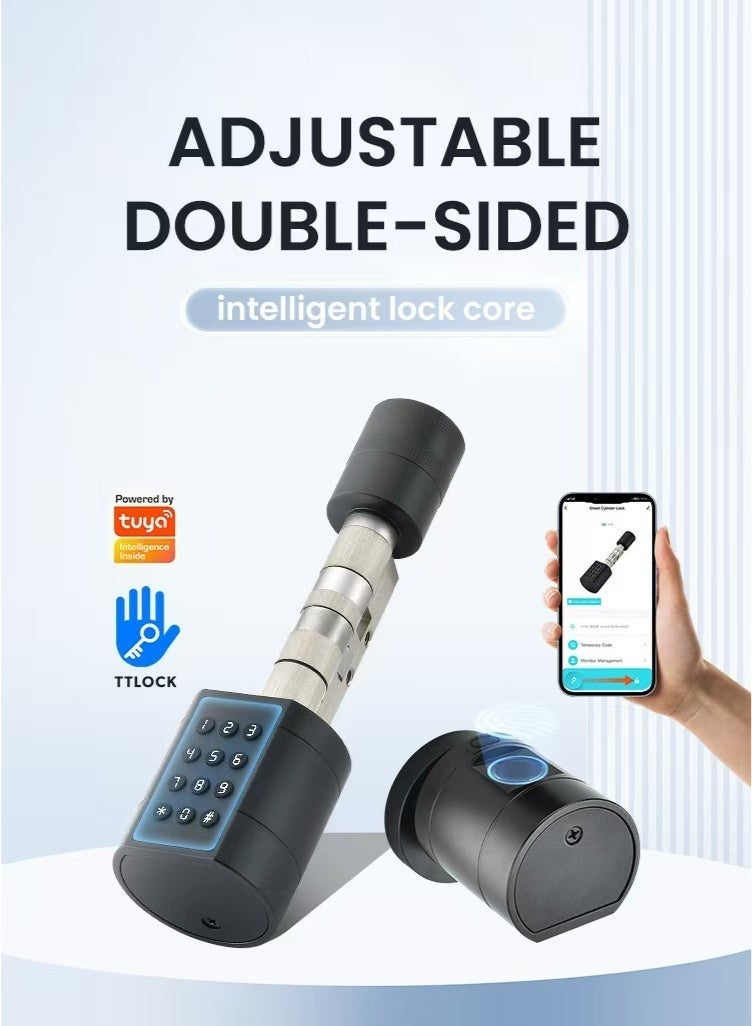 Areb SMART LOCK CYLINDER BLACK C1SLLWYB – Fingerprint, PIN Code, IC Card, Mechanical Key, Wi-Fi App Control, Auto-Lock, Anti-Theft Security for Home, Office, Commercial  Residential Use - Image 1