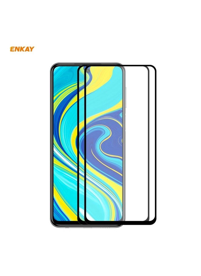 ENKAY Screen Protector For Redmi Note 9S / Note 9 Pro  2 PCS ENKAY Hat-Prince Full Glue 0.26mm 9H 2.5D Tempered Glass Full Coverage Film 