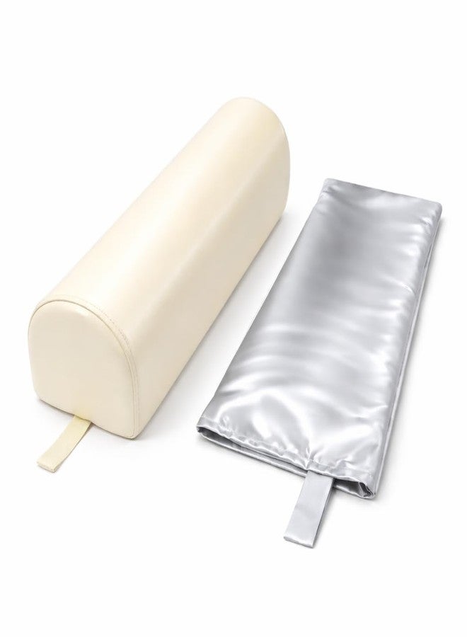 ProTouch Dual-Cover Comfort Massage Bolster Pillow 3/4 Round, 26 x 6 x 6 in PU Leather & Cooling Cover Bolster for Massage Table, Massage Bolster Pillow for Legs, Leg & Knee Bolster Support - Beige/Light Gray - Image 1