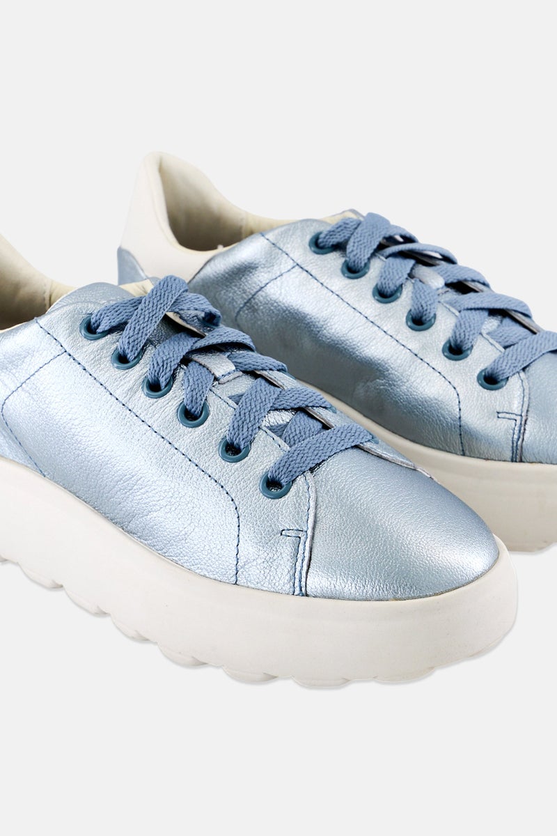 GEOX Women Spherica Lace Up Casual Shoes, Light Blue  - Image 3