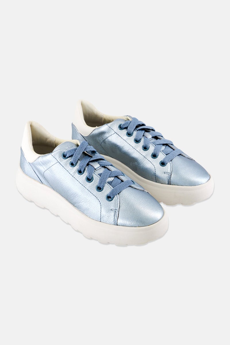 GEOX Women Spherica Lace Up Casual Shoes, Light Blue  - Image 1