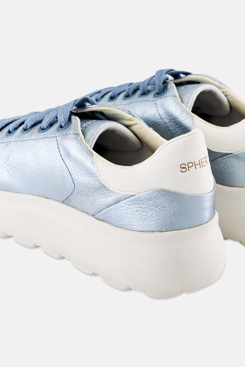 GEOX Women Spherica Lace Up Casual Shoes, Light Blue  - Image 2