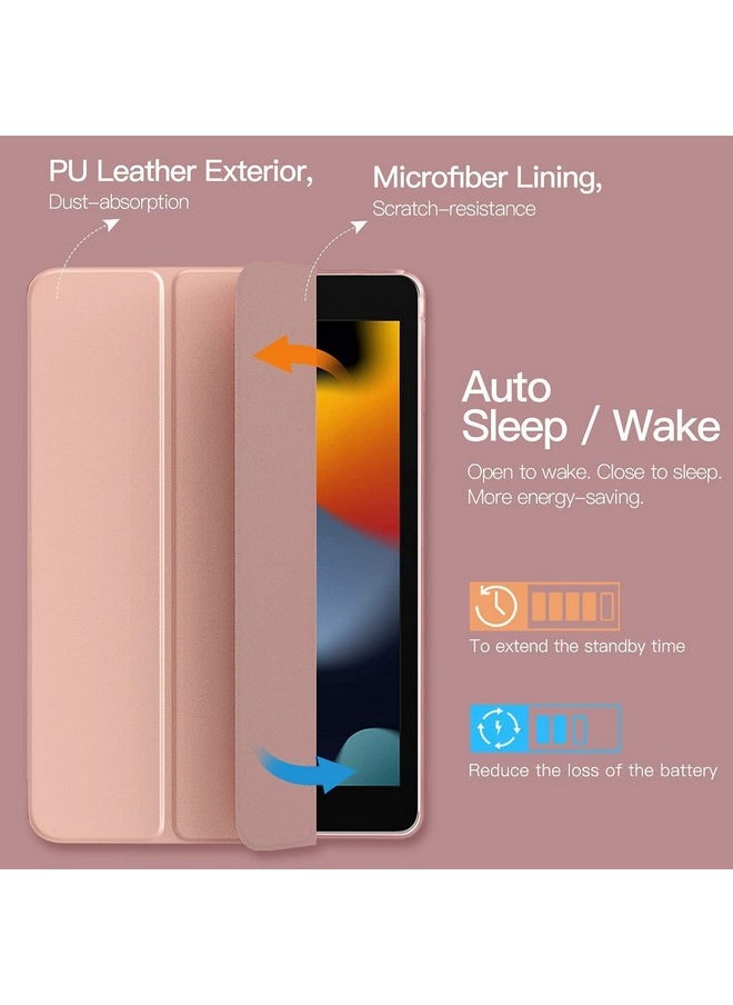 برو إليت - غطاء حماية ProElite Smart Flip لجهاز Apple iPad Air 1 Air 2 مقاس 9.7 بوصة من الجيل الخامس/السادس، شفاف، ذهبي وردي - Image 1