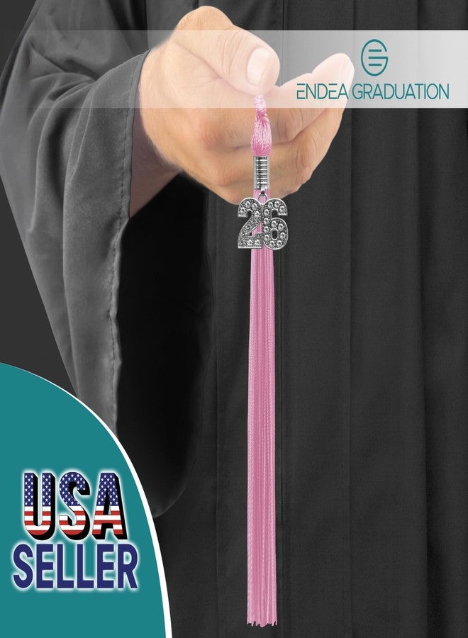 Endea Graduation شرابة تخرج بلون واحد من إنديا مع تعليقة فضية لامعة (وردي، 2026) - Image 2