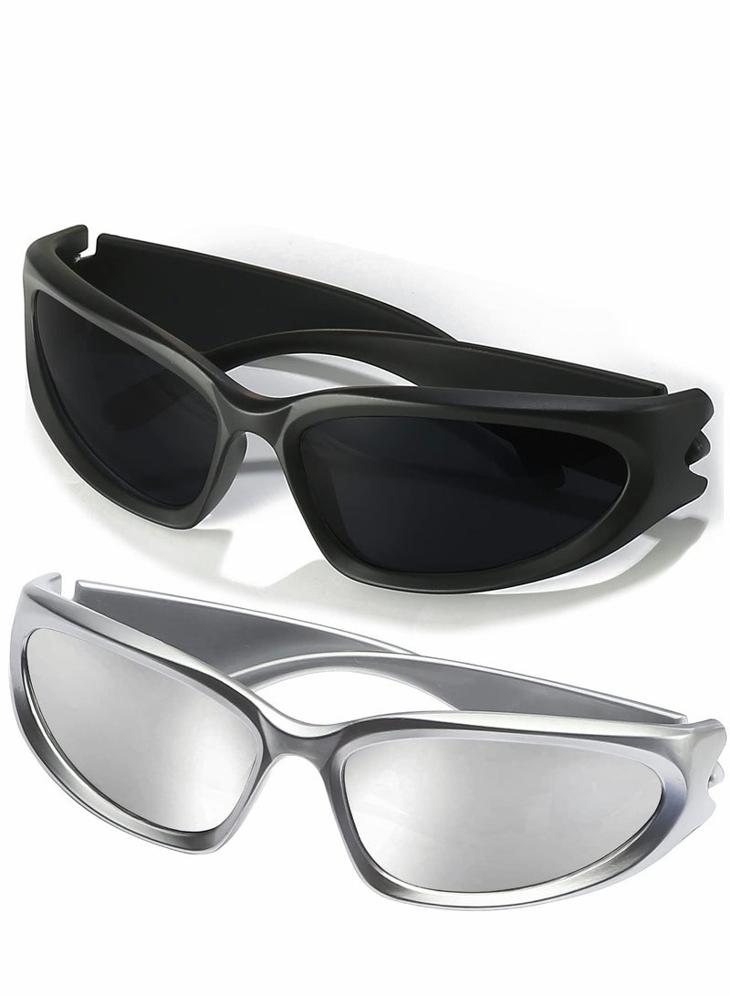 Wrap Around Sports Sunglasses for Men and Women, Fashion Oval Thick Frame Sun Glasses, Stylish Sports Wrap Shades - Image 1