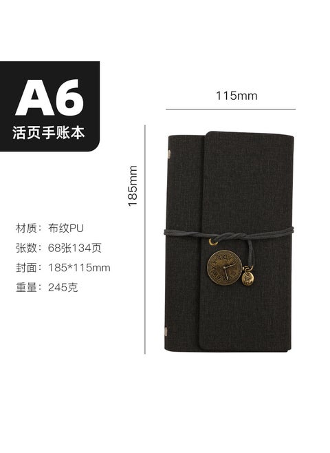 Vintage A6 Notebook With Creative Binding Stylish Hand Account Book Student Souvenir Bulk Wholesale From China Mainland Black
