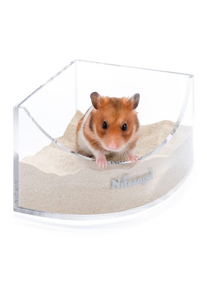 نيتينجيل صندوق حمام رمل للحيوانات الصغيرة من نايت أنجل - حاوية حمام رمل أكريليكية لغرفة الاستحمام وحاوية رمل حفر للهامستر والفئران والليمينغ والجربوع أو غيرها من الحيوانات الأليفة الصغيرة (على شكل مروحة، شفاف) - Image 1