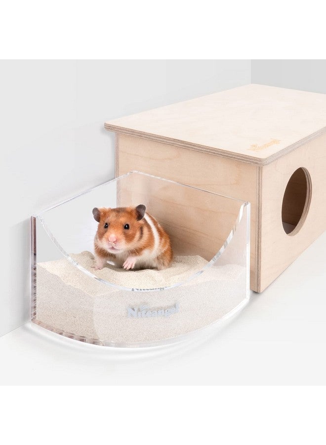نيتينجيل صندوق حمام رمل للحيوانات الصغيرة من نايت أنجل - حاوية حمام رمل أكريليكية لغرفة الاستحمام وحاوية رمل حفر للهامستر والفئران والليمينغ والجربوع أو غيرها من الحيوانات الأليفة الصغيرة (على شكل مروحة، شفاف) - Image 5