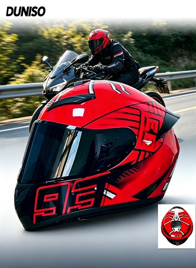 DUNISO Full Face Motorcycle Helmets, Lightweight Crash Resistant Motorcycle Helmet,Bike Motorbike Racing Casco Moto Helmet with Black Lenses,Breathable Lining,Suitable for Men and Women (L) - Image 1