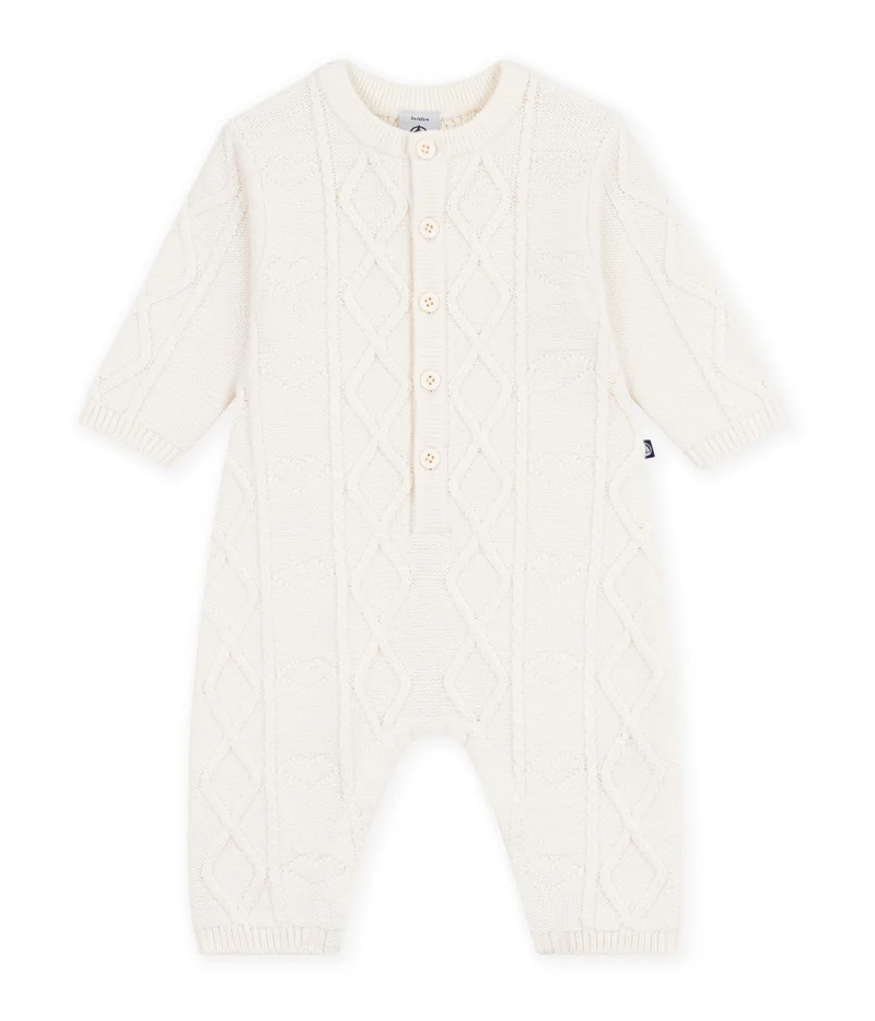 بيتي باتو Babies' Jumpsuit In A Plain Wool And Cotton Knit