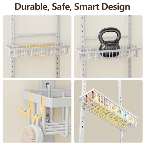 POKIPO 9 Tier Over The Door Pantry Organizer, 2 in 1 Wall Mount or Hanging Spice Rack with Adjustable Basket, Seasoning Organizer and Storage for Kitchen Cabinet Closet Bathroom - Image 4
