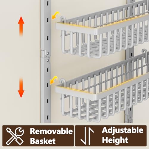 POKIPO 9 Tier Over The Door Pantry Organizer, 2 in 1 Wall Mount or Hanging Spice Rack with Adjustable Basket, Seasoning Organizer and Storage for Kitchen Cabinet Closet Bathroom - Image 5