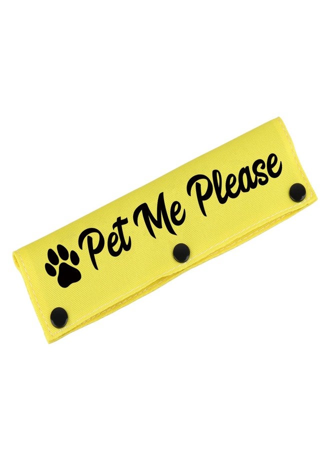 BLUPARK Funny Dog Leash Sleeve Pet Me Please Dog Leash Wrap Wrap Alert Hanging ID Patch Tag Pet Birthday Gift(Pet Me Please) (Pet Me Please-YE Sleeve) - Image 1