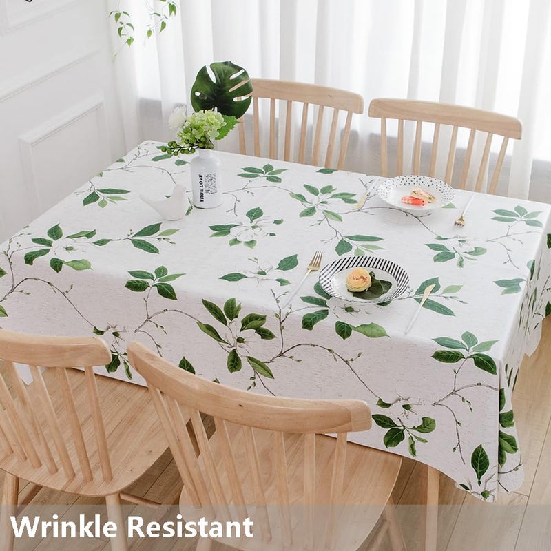 TruDelve Heavy Duty Vinyl Table Cloth Plastic Table Cloth for Kitchen Dining Table Wipeable PVC Waterproof Tablecloth for Square Table (54'' x 54'', Green Leaves) - Image 3