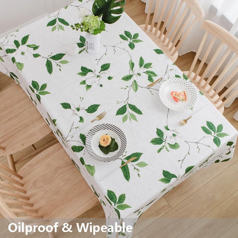 TruDelve Heavy Duty Vinyl Table Cloth Plastic Table Cloth for Kitchen Dining Table Wipeable PVC Waterproof Tablecloth for Square Table (54'' x 54'', Green Leaves) - Image 5