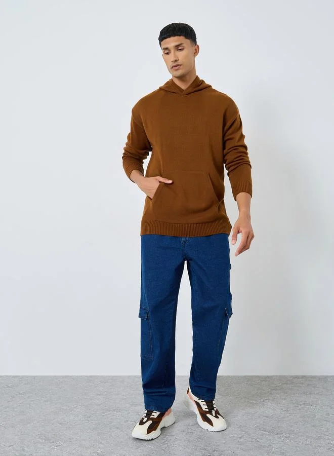 Styli Coffee Brown Knit Oversized Hoodie