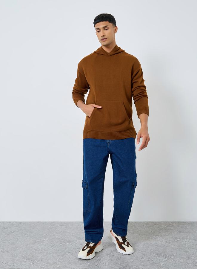 Styli Coffee Brown Knit Oversized Hoodie - Image 2