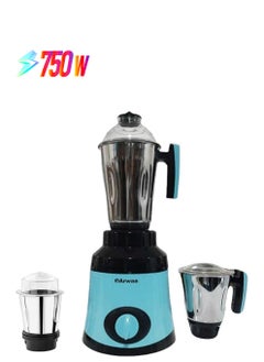arwaa Classic Pro 750W Blue with Coating Body,3-in-1 Mixer Grinder with Stainless Steel Jars & Blades-3 Speed, Copper winding motor Dry & Wet Fine Grinding Mixing Juicing–2 Year Warranty (Made in UAE)  - Image 1