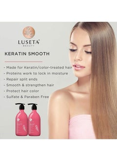 L LUSETA Luseta Keratin Shampoo for Dry Damaged Hair, Smoothing & Nourishing for Color Treated Hair 16.9 Oz  - Image 2