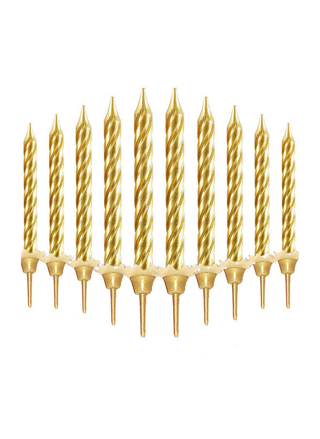 MARKQ - 24 Piece Spiral Candles with 12 Piece Holders, Metallic Short Thin Cupcake Cake Candles for Wedding, Anniversary Birthday Party Cake Decorations (Gold) - Image 1