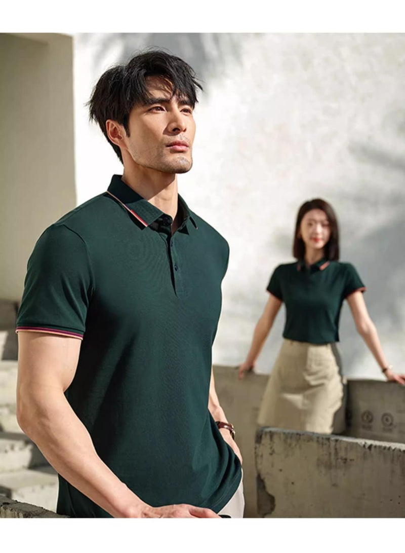High-End Island Cotton Polo Shirt Short Sleeve Turn-down Collar Workwear Printed Logo DIY Embroidery Cultural T-shirt  - Image 2
