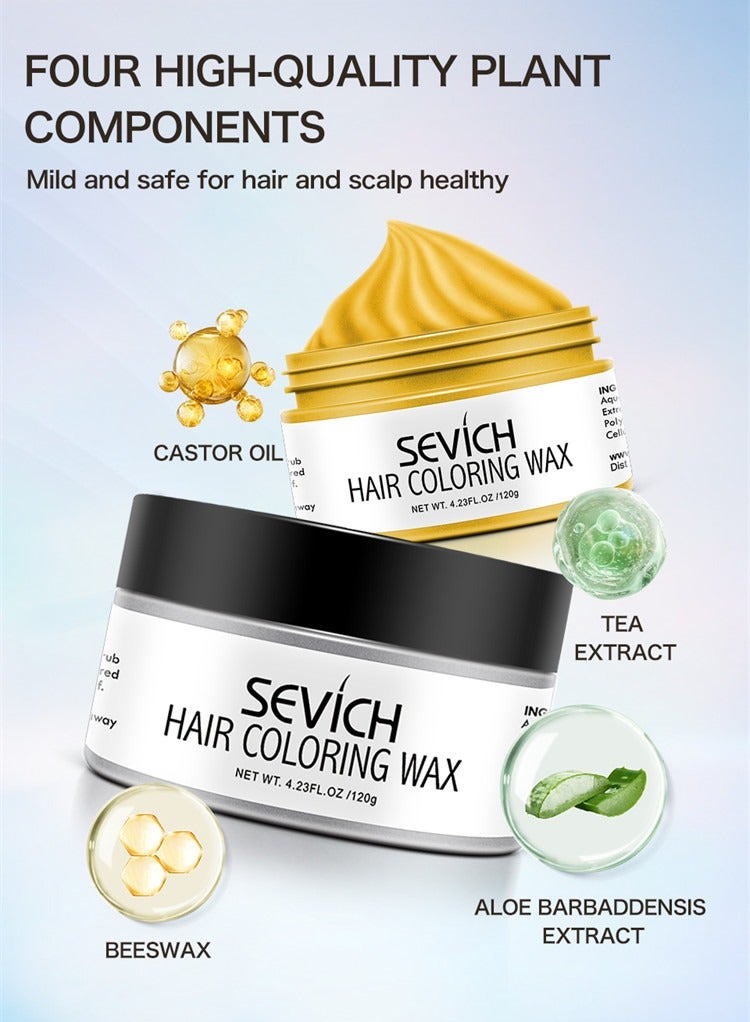 Sevich 120g Hair Coloring Wax Hair Style Dye Mud Hair Color Material for Temporary Hair Color Hair Dye Coloring Wax Washable Natural Instant Hair Color Cream Temporary Hair Dye Wax Yellow - Image 3