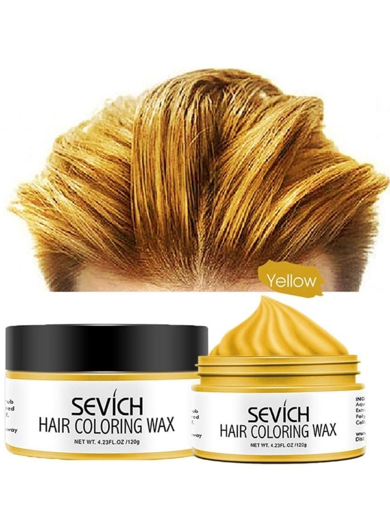 Sevich 120g Hair Coloring Wax Hair Style Dye Mud Hair Color Material for Temporary Hair Color Hair Dye Coloring Wax Washable Natural Instant Hair Color Cream Temporary Hair Dye Wax Yellow - Image 2
