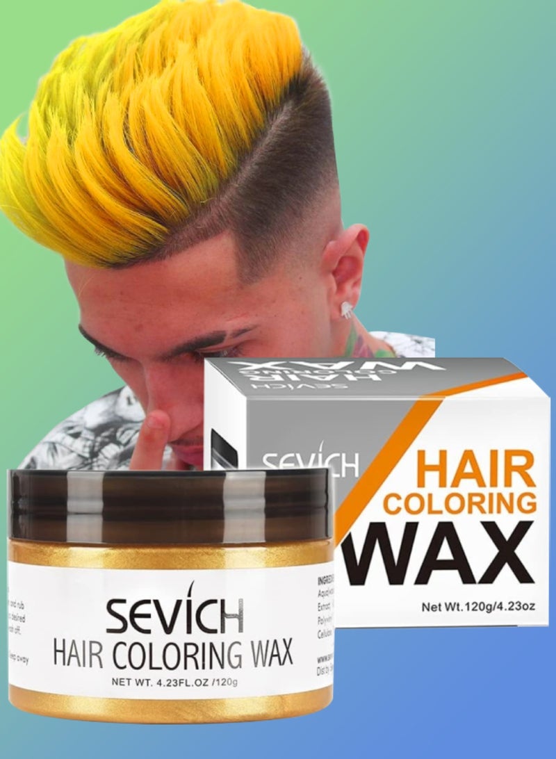 Sevich 120g Hair Coloring Wax Hair Style Dye Mud Hair Color Material for Temporary Hair Color Hair Dye Coloring Wax Washable Natural Instant Hair Color Cream Temporary Hair Dye Wax Yellow - Image 1