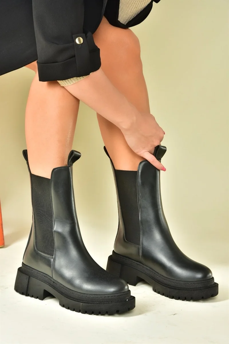 Fox Shoes Black Thick Sole Women's Casual Boots N280349009