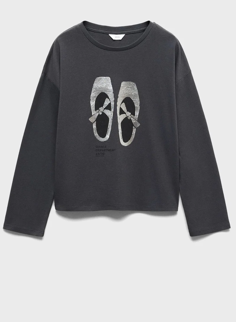 مانجو Kids Shoe Print T-Shirt