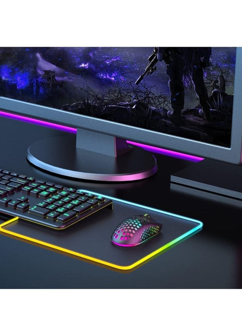 Generic - Lightweight Wireless Gaming Mouse, WM-08 Rechargeable Computer Mouse with Honeycomb Shell, 11 Led Light Modes, 4 Adjustable DPI, 2.4GHz Wireless RGB Mouse - Image 1