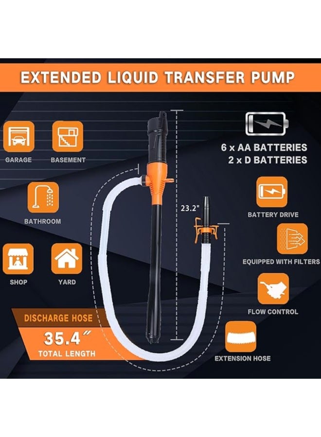 مضخة نقل محمولة مضخة سيفون تعمل بالبطارية لنقل وقود الغاز، معدل تدفق 3.5 جالون في الدقيقة، مستخرج زيت - مضخة نقل البنزين المثالية مضخة وقود يدوية سهلة الاستخدام - Image 2