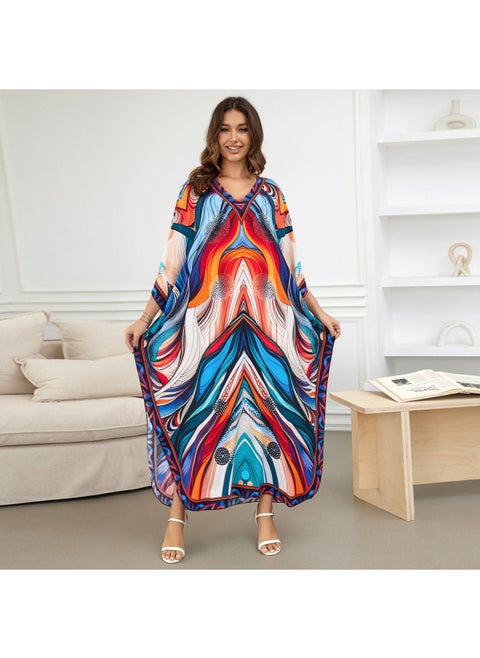 Beach Blouse Cotton Positioning Printing Holiday Beach Blouse F1132(12 Colors For Selection) F-Color:F1132-8 Abstract Style Pattern-