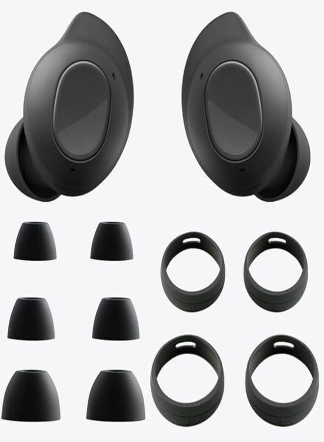 Wiki VALLEY Ear Tips for Samsung Galaxy Buds FE Earbud Accessories, Replacement Silicone Ear Tips and Wings, 3 Pairs, Black - Image 2