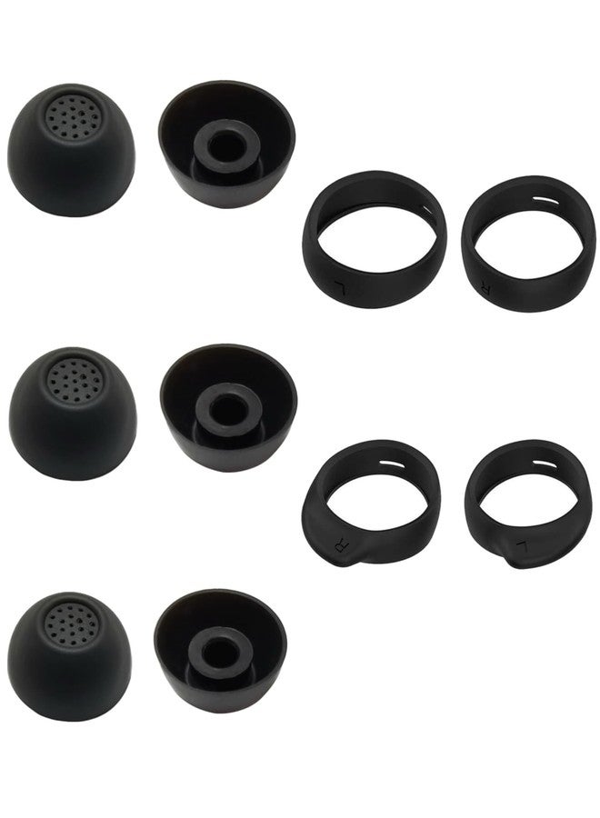 Wiki VALLEY Ear Tips for Samsung Galaxy Buds FE Earbud Accessories, Replacement Silicone Ear Tips and Wings, 3 Pairs, Black - Image 1