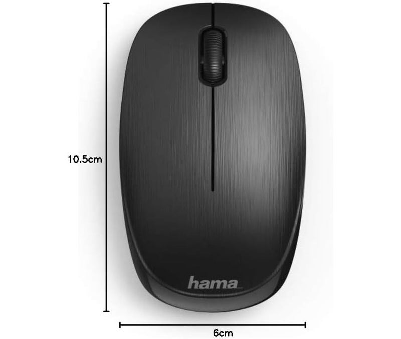Hama Wireless Mouse 2.4GHz, 3-Button Optical Mouse with Nano USB Receiver, 1000 DPI, 10m Range, Lightweight Portable for Laptop/PC Windows, Black - Image 3
