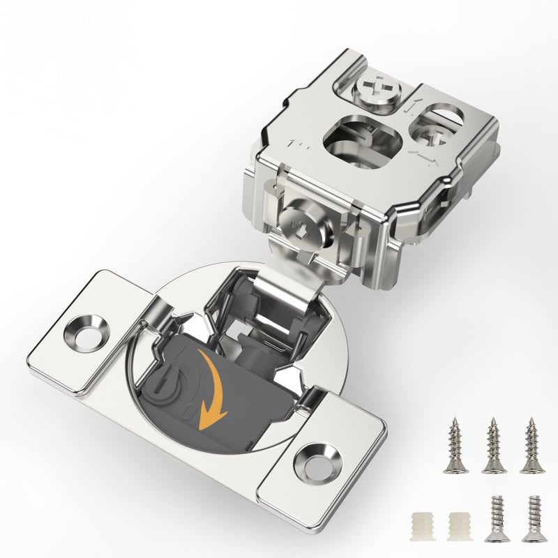 FURNIWARE Closing Speed Control 20 Pack 1 Inch Overlay Soft Close Hinges for Face Frame Cabinet 4D Adjustment Stainless Steel Kitchen Cabinet Hardware 105 Open Concealed Self Closing Hinge - Image 2