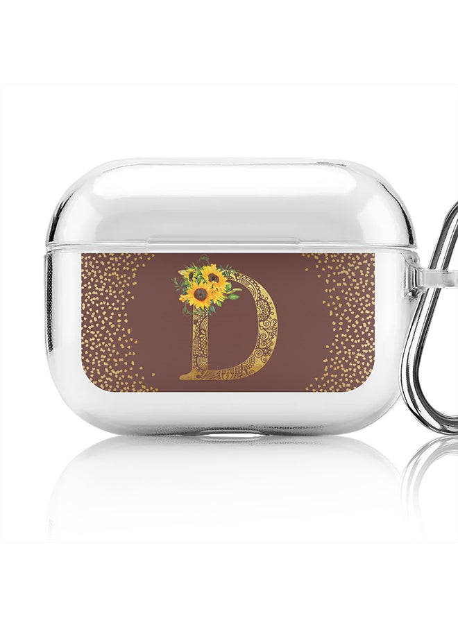 Stylizedd - Classic Clear printed Case for Apple AirPods Pro 2nd Generation Thin Transparent Cover - Custom Monogram Initial Letter Mandala Floral Pattern Alphabet - D (Brown ) - Image 1